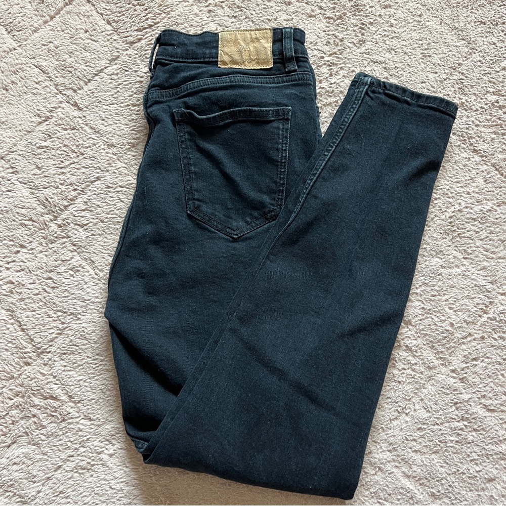 Zara High Rise Skinny Leg Denim Jeans Preppy‎ Minimalist Capsule Biker Size 10